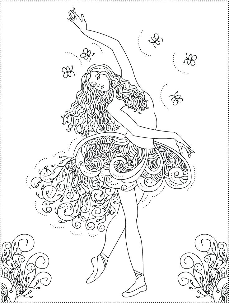 736x975 Ballerina Fifth Position Ballet Coloring Page Texture Book Tulle