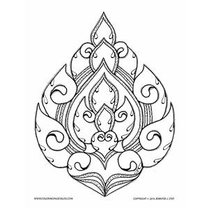 300x300 Lai Thai Lotus Coloring Page Lotus, Hand Drawn And Mandala Coloring
