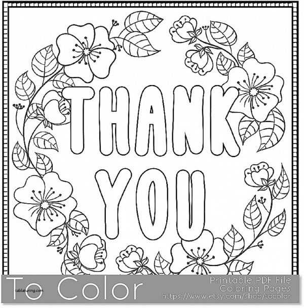 600x608 Thank You Card Coloring Page