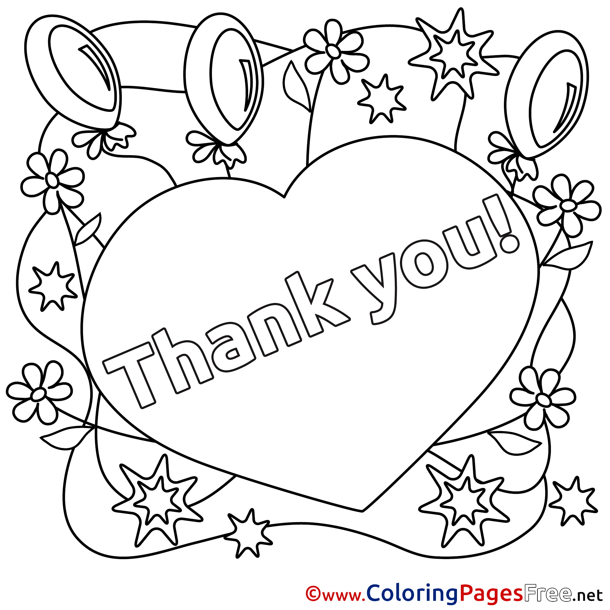 Heart Balloons For Kids Thank You Colouring Page 2001x2001 Heart Balloons For Kids Thank You Colouring Page