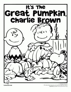 Happy Charlie Brown And Pumpkins Coloring Pages For Kids 231x300 Happy Charlie Brown And Pumpkins Coloring Pages For Kids