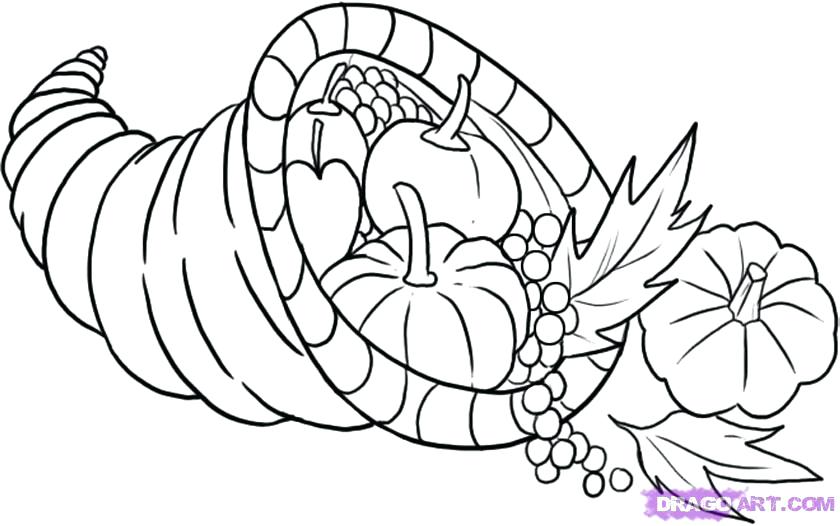 Cornucopia Pictures To Color How Draw Cornucopia Step Thanksgiving 840x526 Cornucopia Pictures To Color How Draw Cornucopia Step Thanksgiving