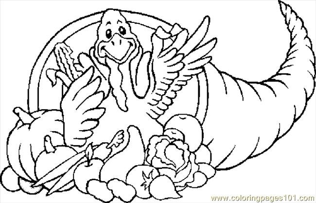 Cornucopia Amp Turkey Coloring Page 650x418 Cornucopia Amp Turkey Coloring Page