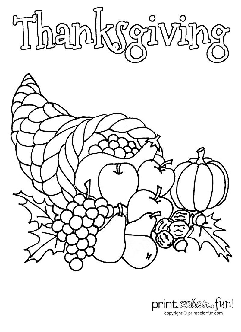 Thanksgiving Cornucopia Coloring Page 800x1100 Thanksgiving Cornucopia Coloring Page