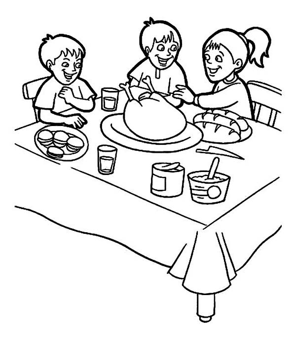 600x692 Family Day Coloring Pages Thanksgiving Day Breakfast With Family