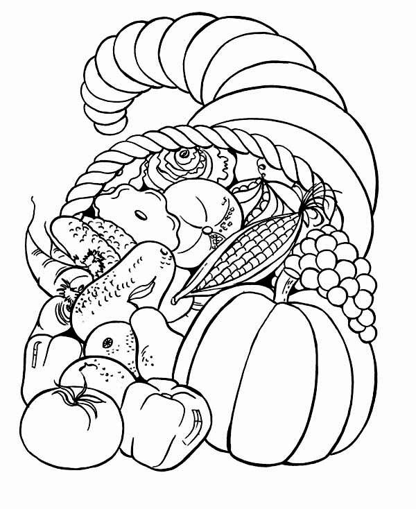 600x734 Thanksgiving Basket Coloring Page Thanksgiving Day, Full
