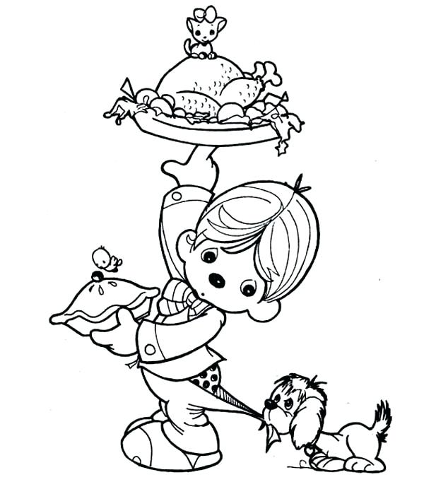 Thanksgiving Dinner Coloring Pages A Kid Preparing Thanksgiving 600x682 Thanksgiving Dinner Coloring Pages A Kid Preparing Thanksgiving