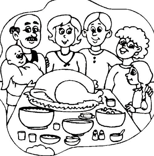 The Big Family Thanksgiving Dinner Coloring Page Thanksgiving 500x509 The Big Family Thanksgiving Dinner Coloring Page Thanksgiving