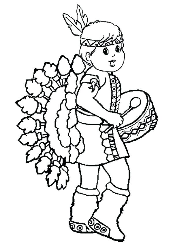 Indian Color Pages Little Red Girl Thanksgiving Coloring Pages 600x850 Indian Color Pages Little Red Girl Thanksgiving Coloring Pages