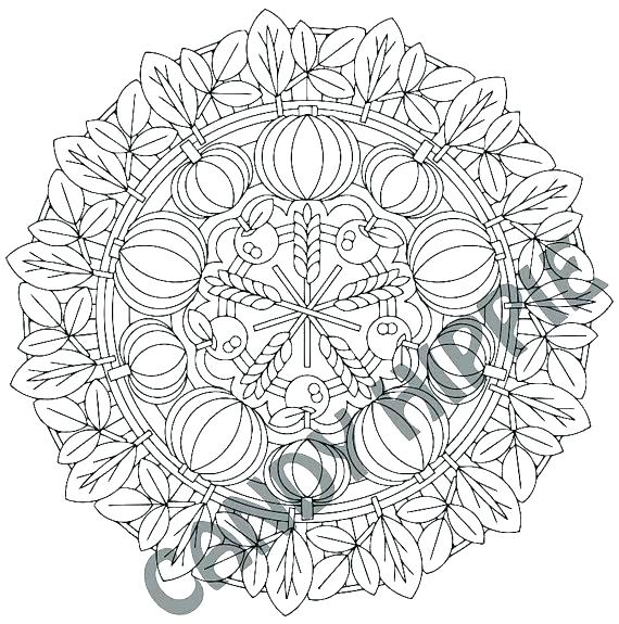 570x575 Autumn Mandala Coloring Pages Thanksgiving Fa