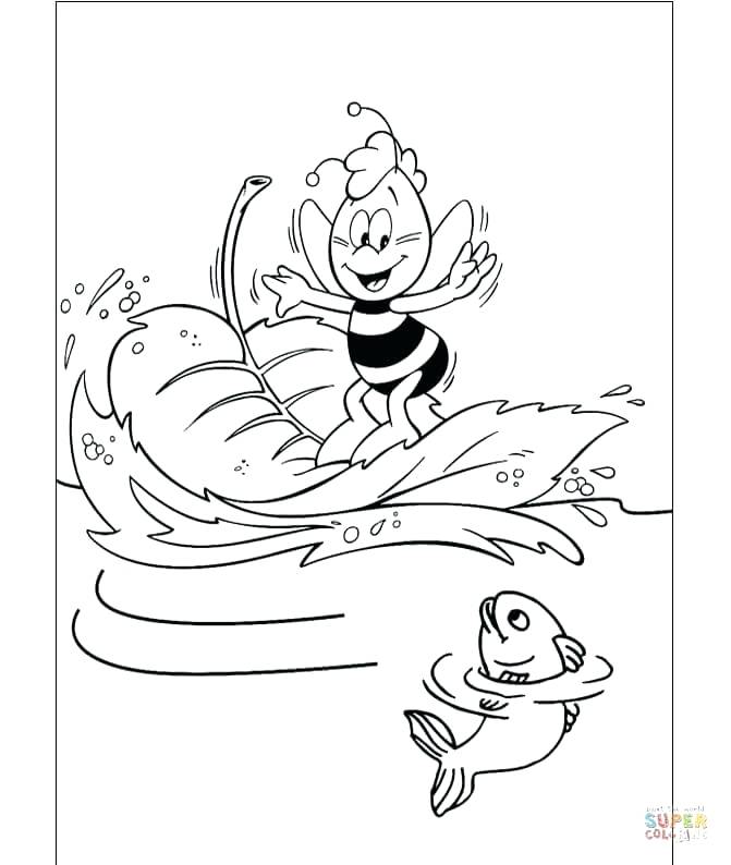 671x794 Bee Coloring Pages Packed With Bee Surfing Maya The Bee Movie
