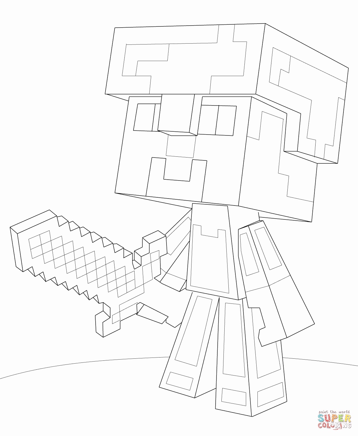 1232x1500 Minecraft Diamond Minecart Coloring Pages