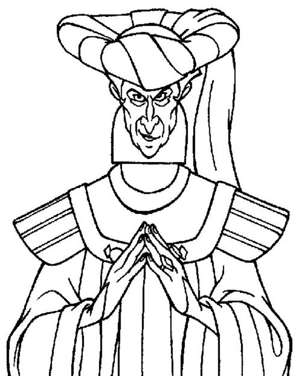 600x756 The Evil Claude Frollo From The Hunchback Of Notre Dame Coloring