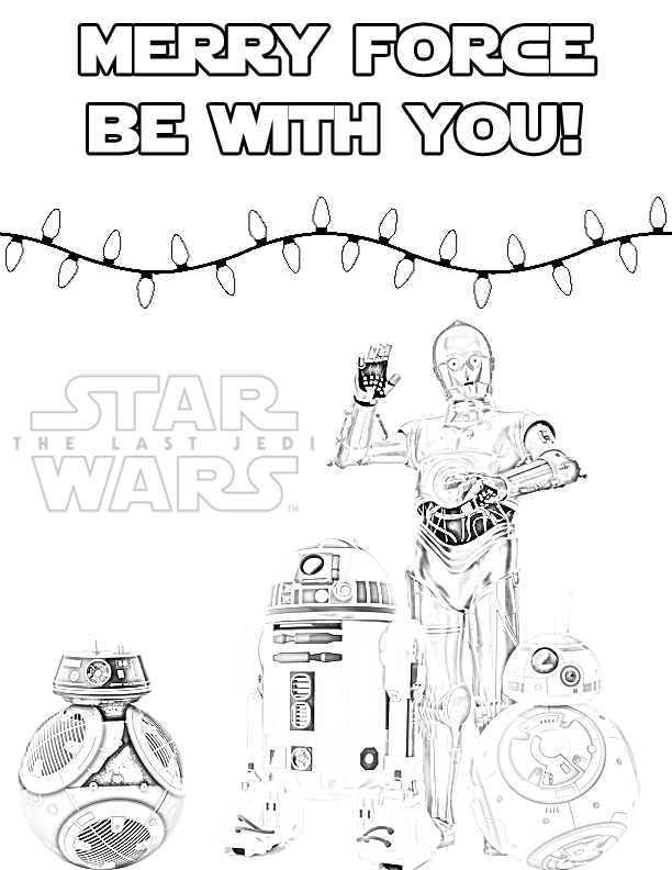 612x792 The Last Jedi Droids Holiday Coloring Page For Christmas
