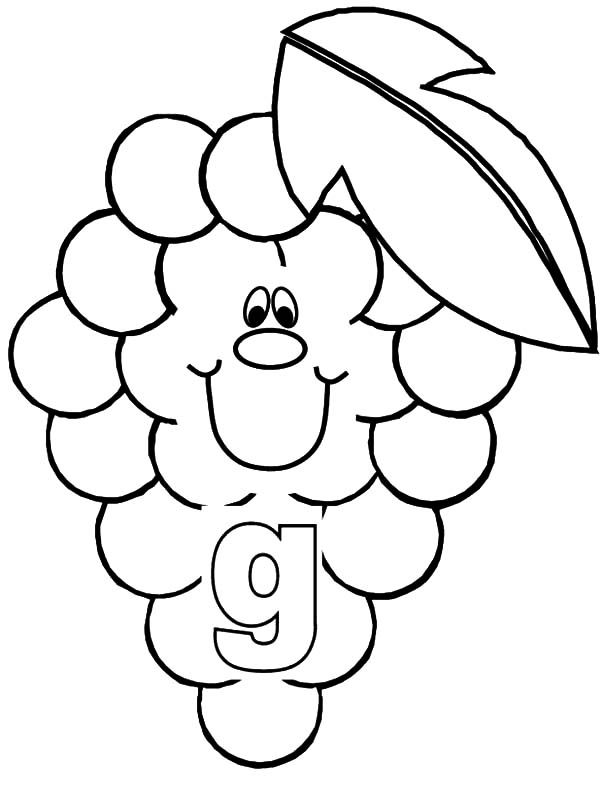 Grapes For Smiling Letter G Coloring Pages Color Luna 600x800 Grapes For Smiling Letter G Coloring Pages Color Luna