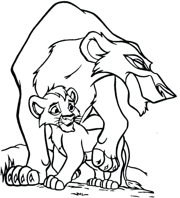 600x658 Coloring Page Lion Lion King Scar And His Son The Lion King