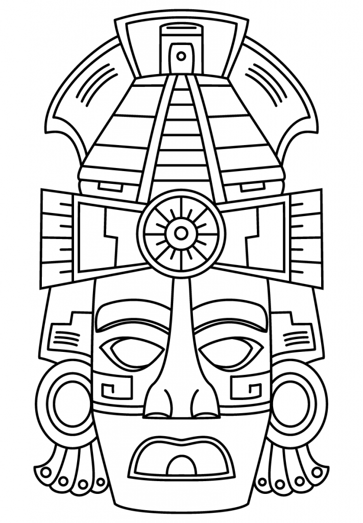 Maya Civilization Face Mask Coloring Page 711x1024 Maya Civilization Face Mask Coloring Page