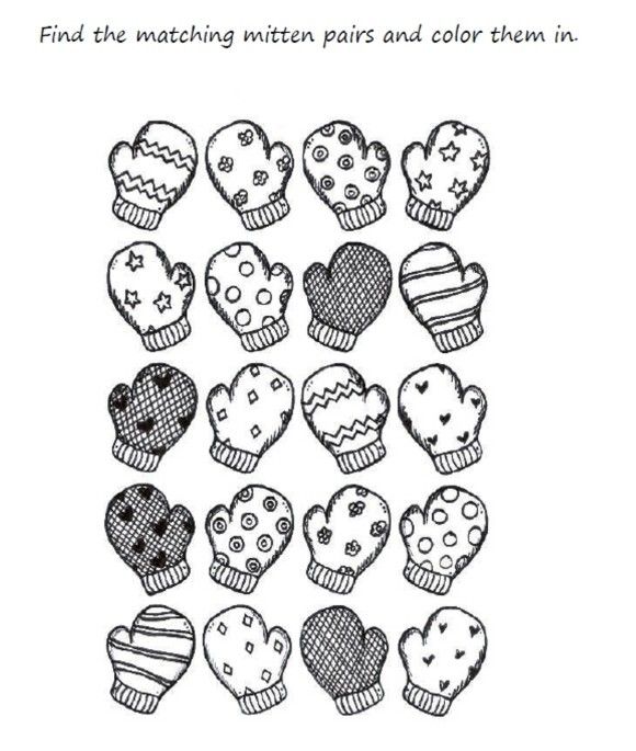 580x685 Preschool Mitten Winter Coloring Pages Printable Zima