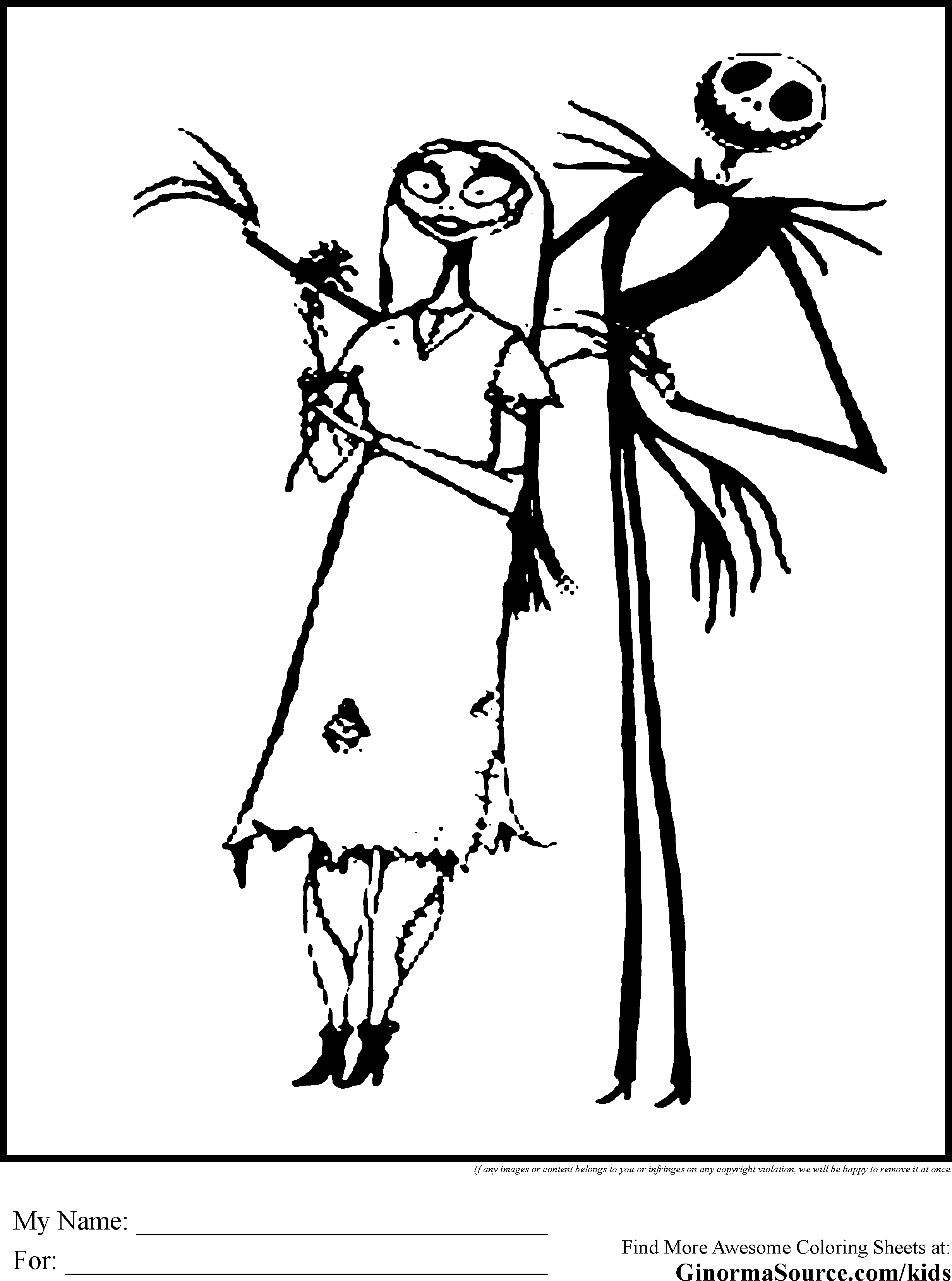 2459x3310 Nightmare Before Christmas Coloring Pages At 2