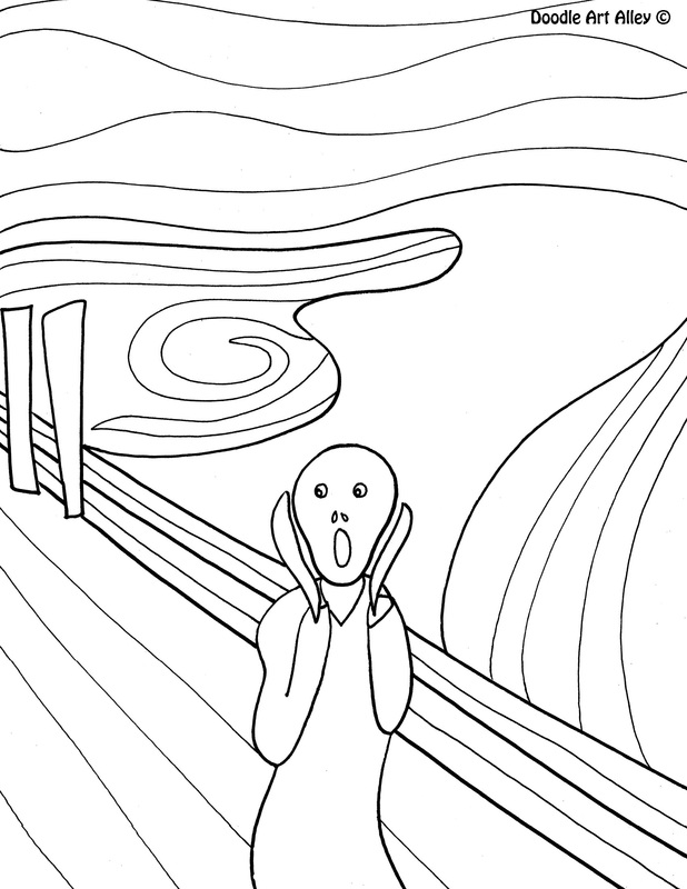 618x800 Famous Art Work Coloring Pages