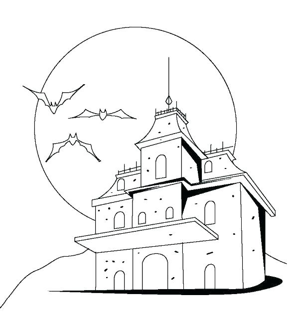 580x638 Haunted Mansion Coloring Pages Free Printable Haunted House