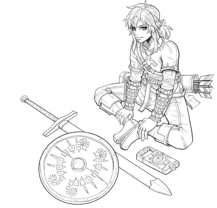 911x876 New Legend Of Zelda Breath Of The Wild Champion Coloring Pages