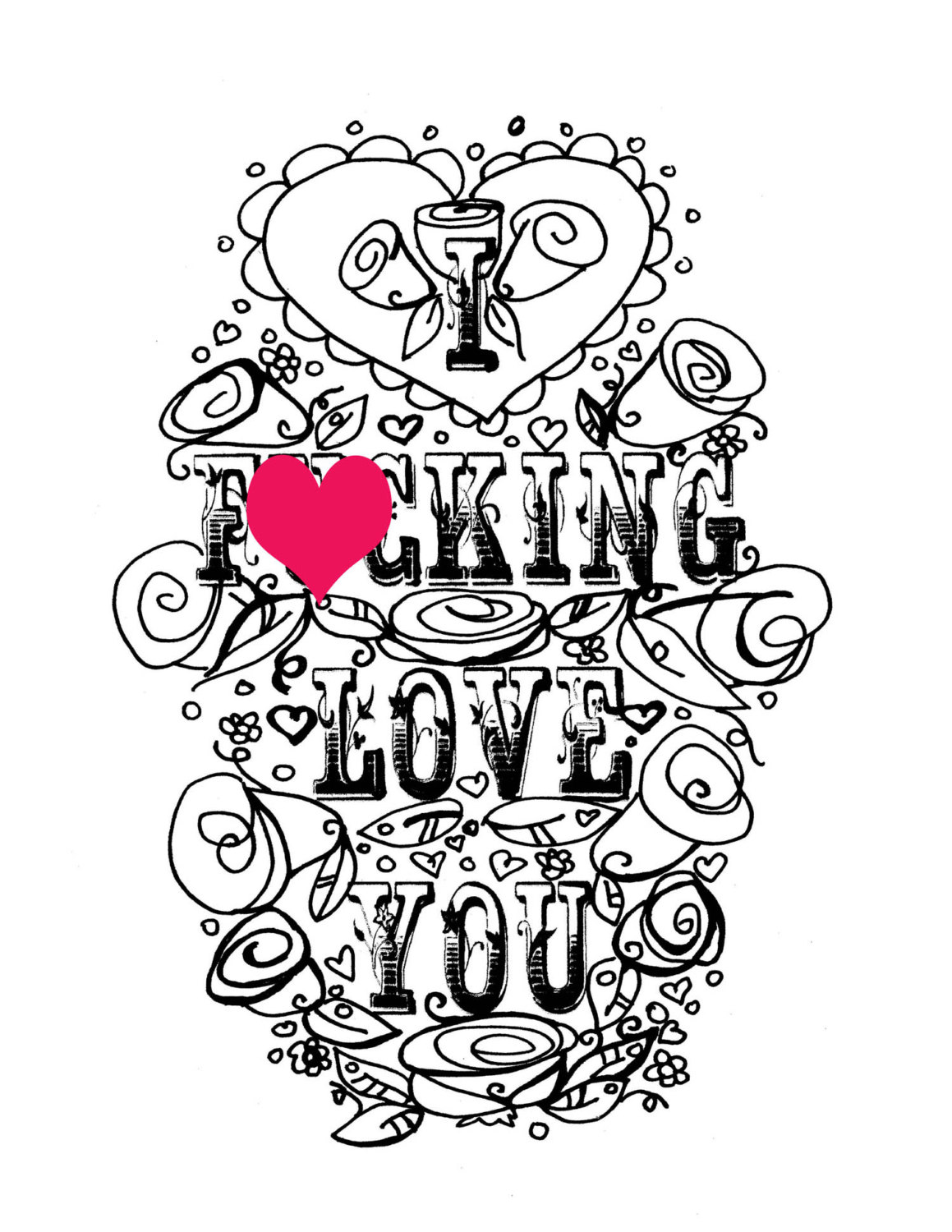 Adult Coloring Page Valentine's Day Curse Swear Sheet 1159x1500 Adult Coloring Page Valentine's Day Curse Swear Sheet