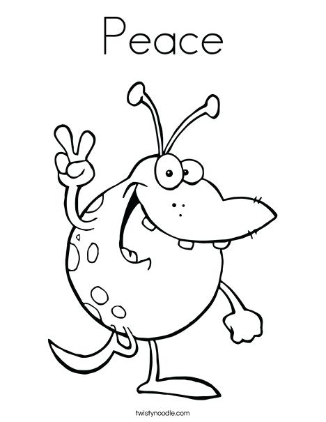 Peace Coloring Page Twisty Noodle Monster With Peace Sign Coloring 468x605 Peace Coloring Page Twisty Noodle Monster With Peace Sign Coloring