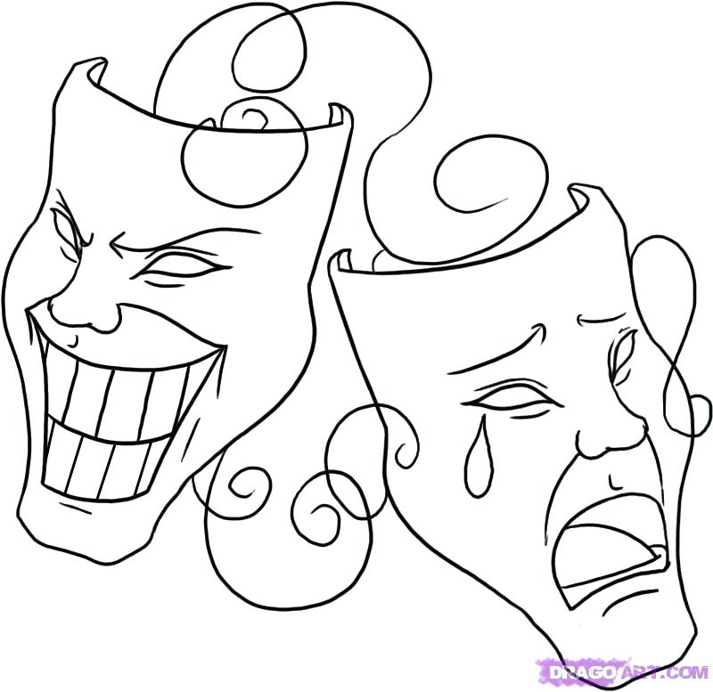 Drama Mask Coloring Pages 800x777 Drama Mask Coloring Pages