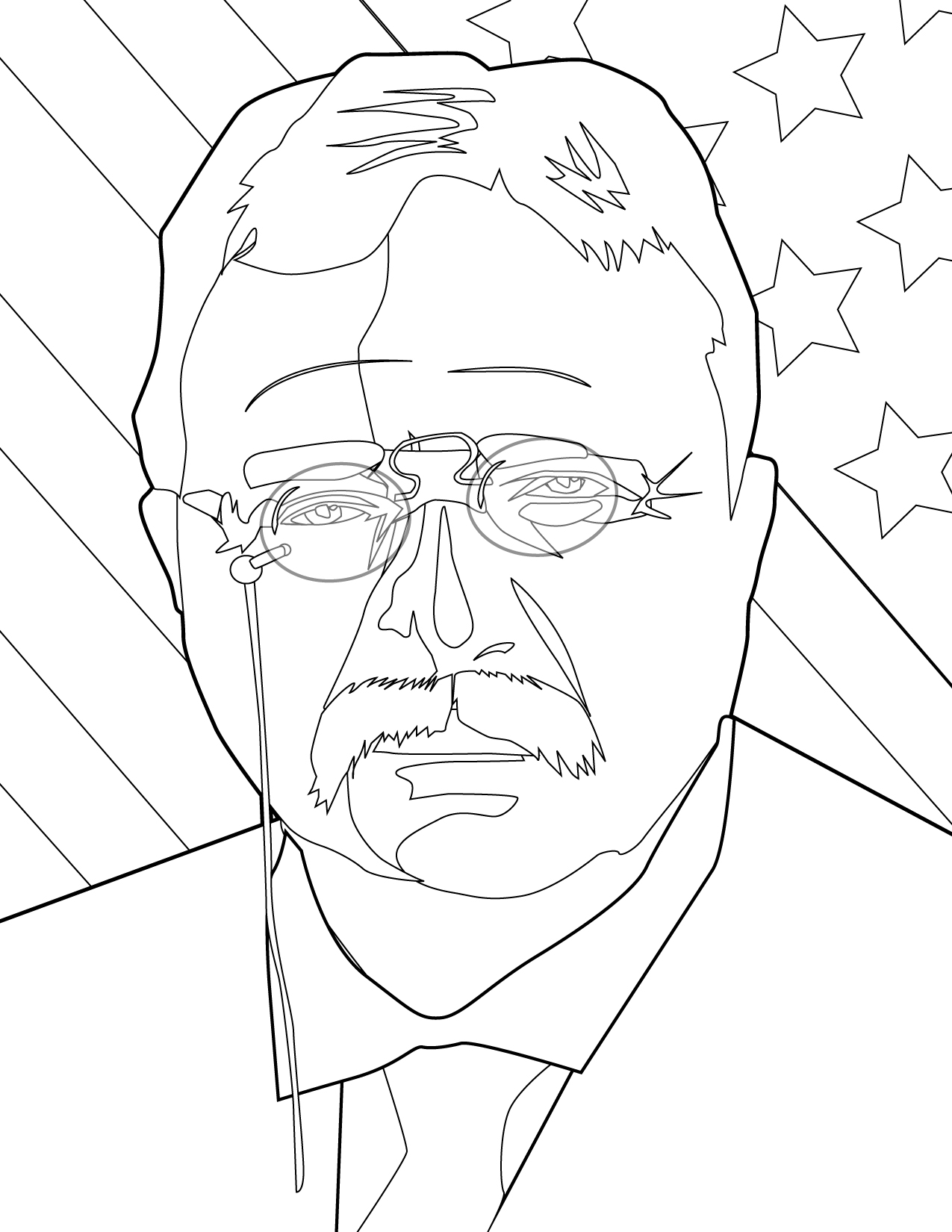 Theodore Roosevelt Coloring Page 1275x1650 Theodore Roosevelt Coloring Page