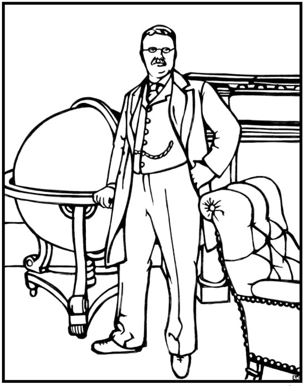 Theodore Roosevelt Coloring Page Purple Kitty 600x758 Theodore Roosevelt Coloring Page Purple Kitty