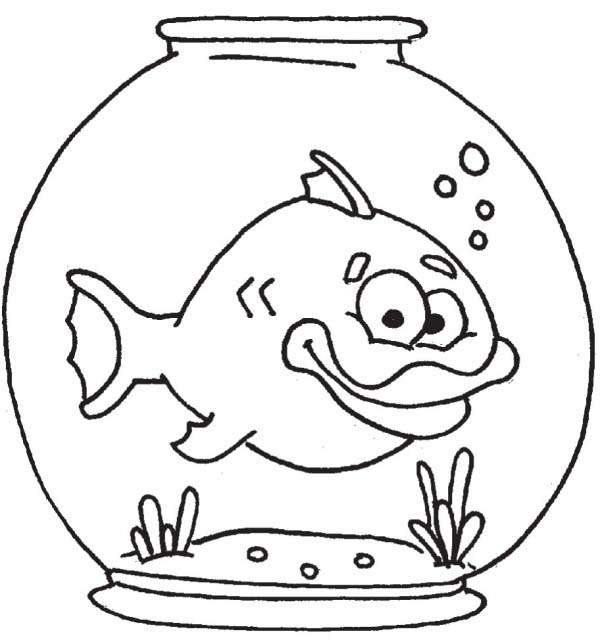 600x640 Thick Lip Fish In Fish Bowl Coloring Page