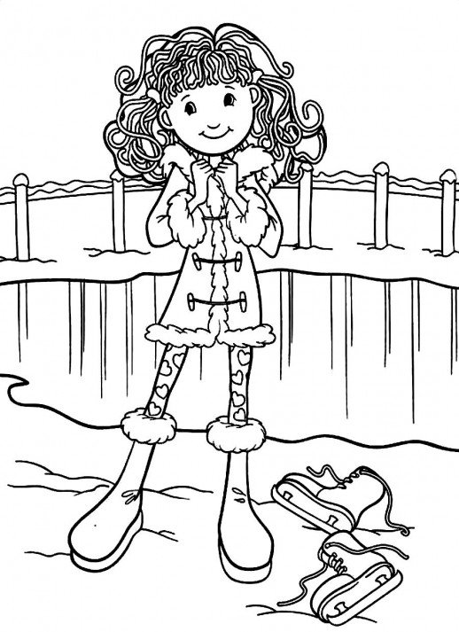 518x713 A Groovy Girl Wearing A Thick Coat In The Winter Season Coloring