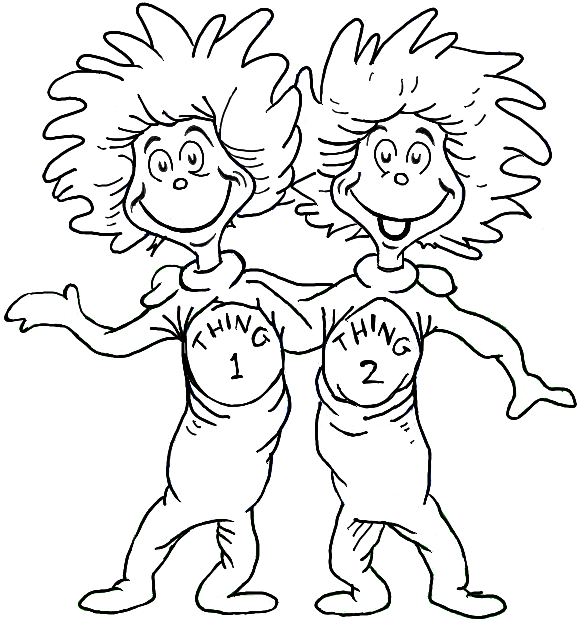 578x623 Thing 1 And Thing 2 Coloring Page Pto School, Dr