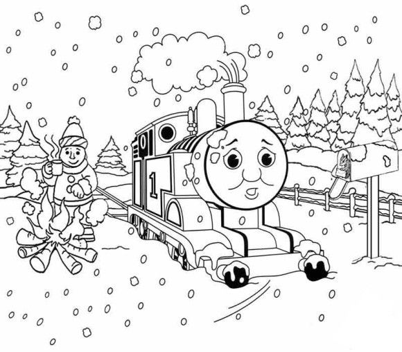 Thomas The Train Winter Coloring Pages For Kids 580x507 Thomas The Train Winter Coloring Pages For Kids