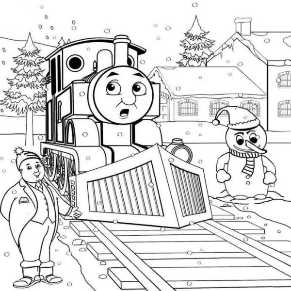 Thomas The Train And Friends On Winter Coloring Pages 600x600 Thomas The Train And Friends On Winter Coloring Pages
