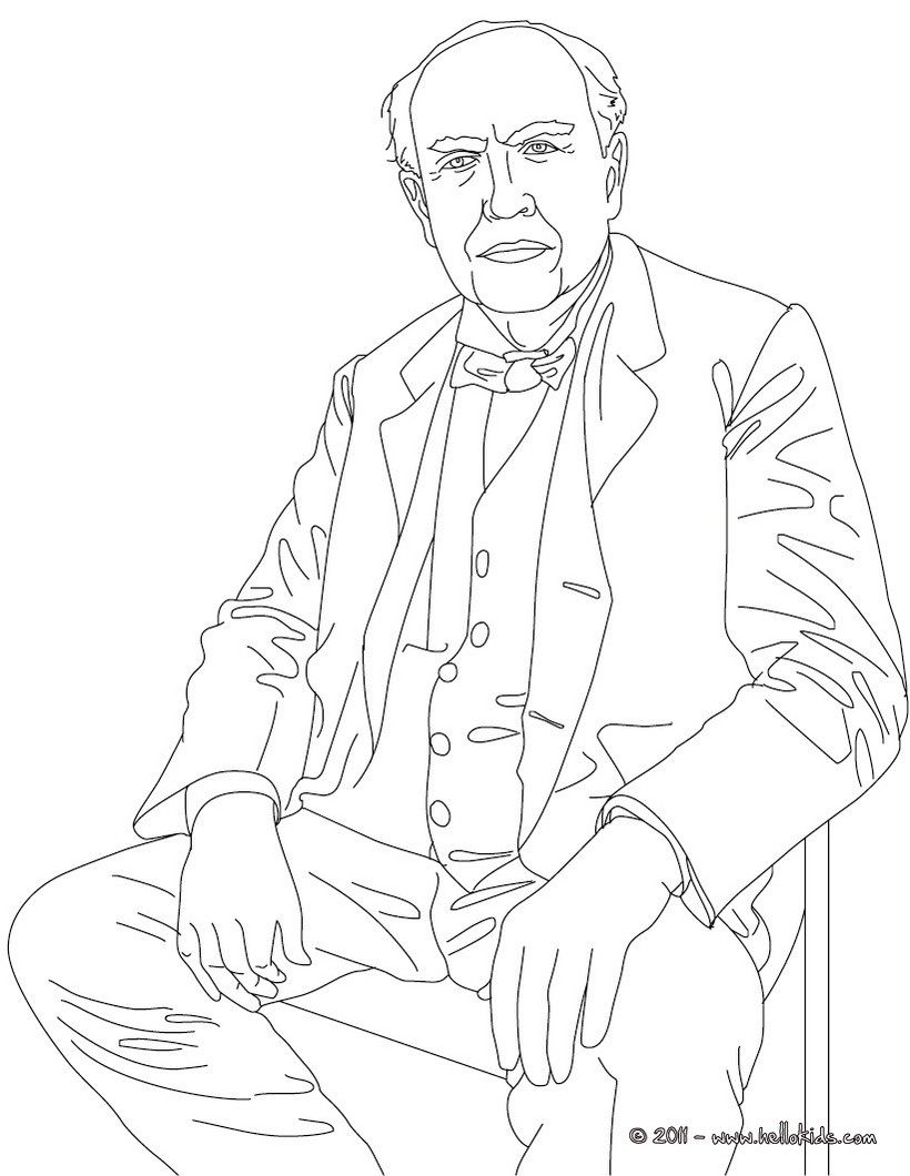 820x1060 Thomas Edison Coloring Page Yankee Doodle Crayons