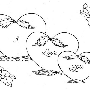 300x300 Of Hearts And Roses Coloring Page Free Download