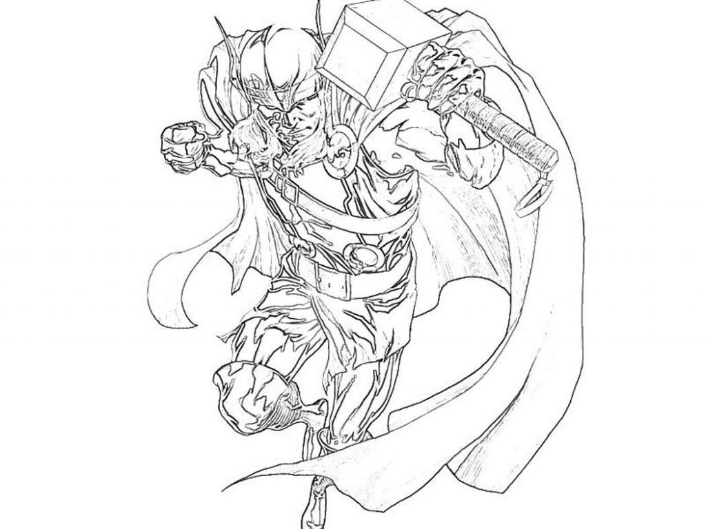 1024x768 Avengers Thor Coloring Sheets Pages Of Free Printable For Adults