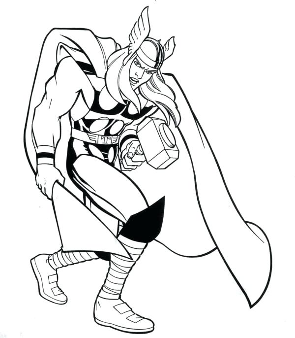 600x686 Thor Coloring Page Marvel Hero Coloring Page Thors Hammer Coloring