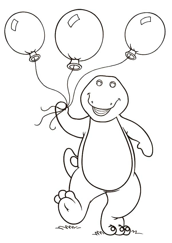 Barney Holding Three Balloons Coloring Pages Best Place To Color 600x846 Barney Holding Three Balloons Coloring Pages Best Place To Color