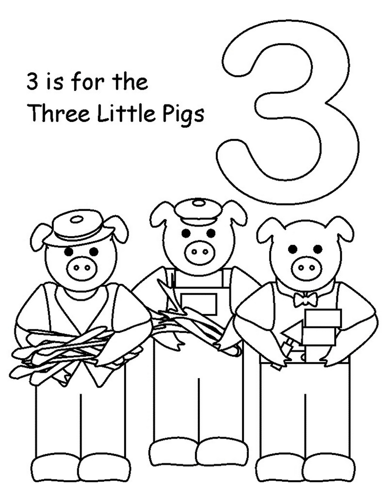Three Little Pigs Coloring Pages For Preschool Printable 1275x1650 Three Little Pigs Coloring Pages For Preschool Printable