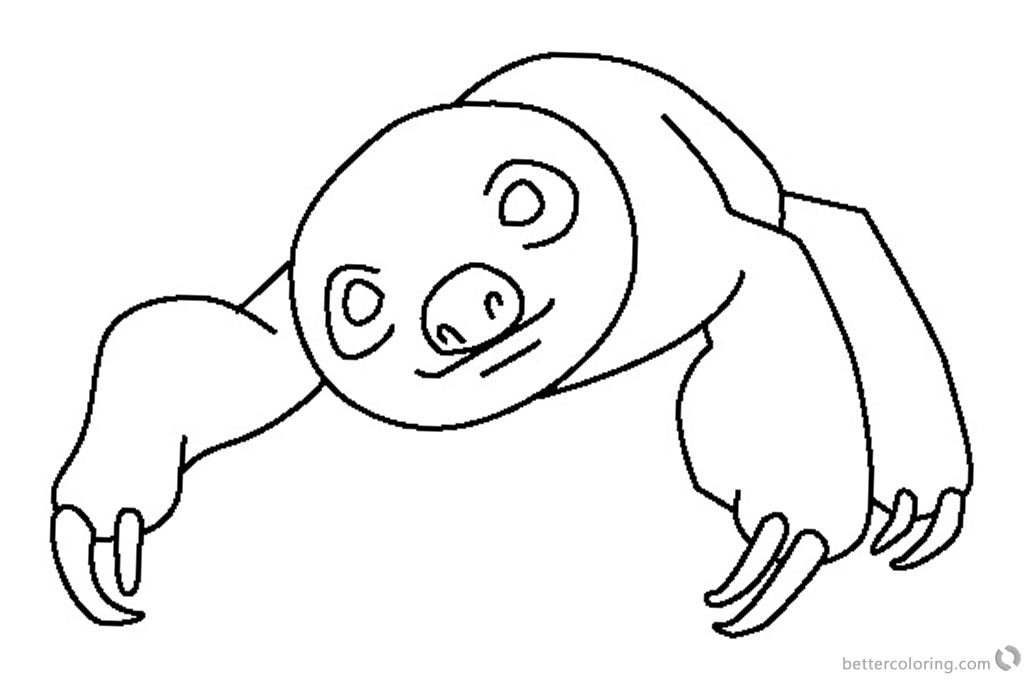Sloth Coloring Pages Two Toed Sloth Simple Line 1024x700 Sloth Coloring Pages Two Toed Sloth Simple Line
