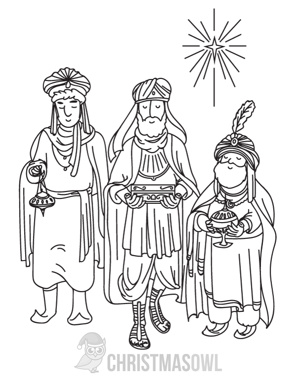 Free Three Wise Men Coloring Page 600x776 Free Three Wise Men Coloring Page