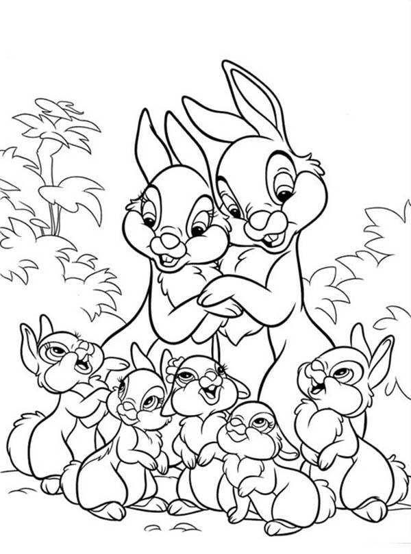 600x809 Thumper And Miss Bunny With All Their Kids Coloring Page