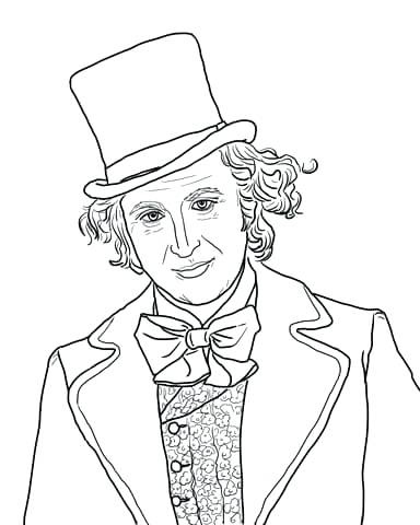 384x480 Willy Wonka Coloring Pages Willy With Gene Wilder Coloring Page