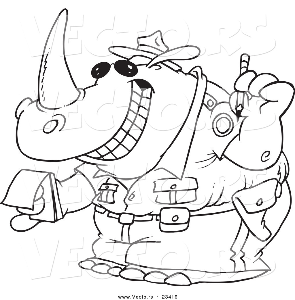 1024x1044 Cartoon Vector Of Cartoon Police Rhino Issuing A Ticket