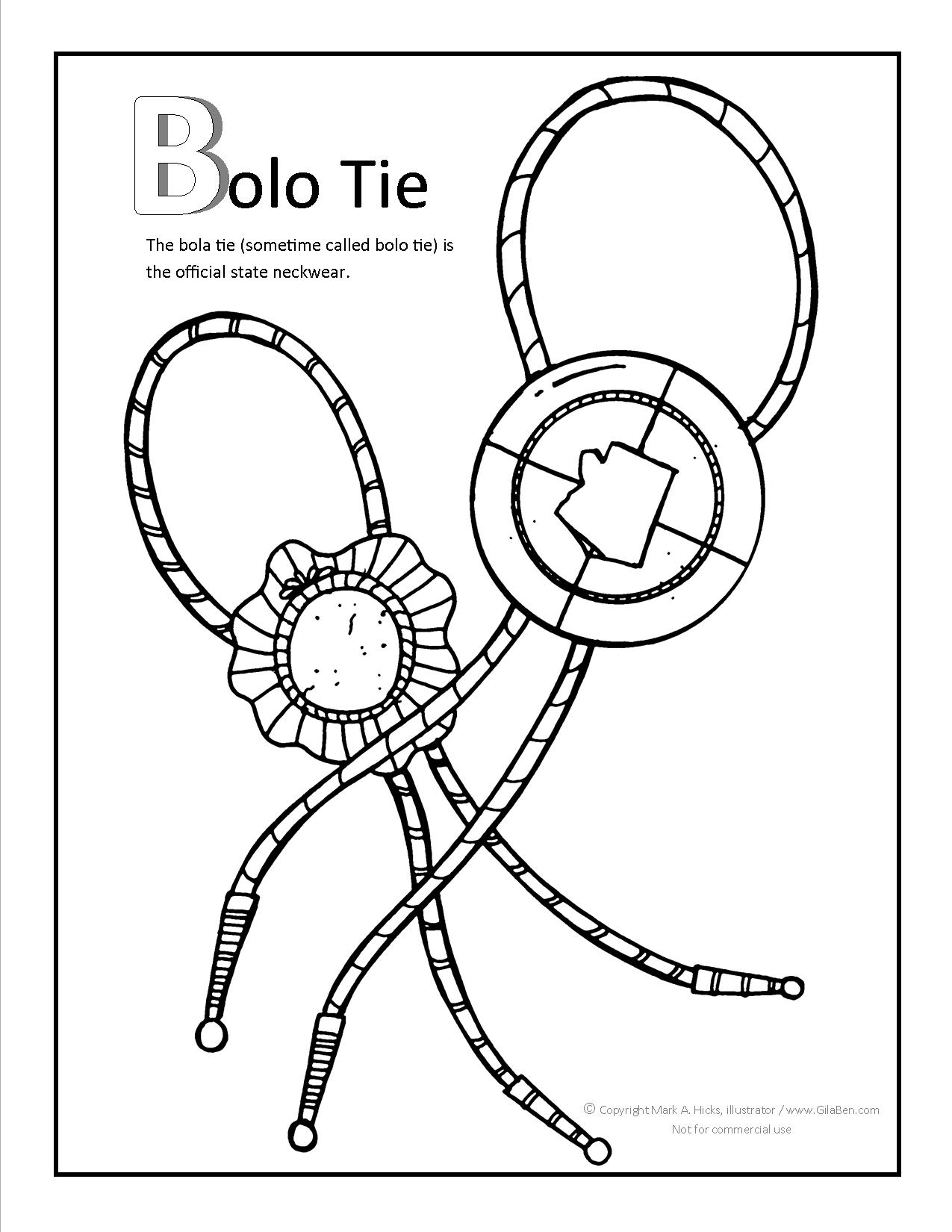 1275x1650 Arizona Bola Tie Coloring Page