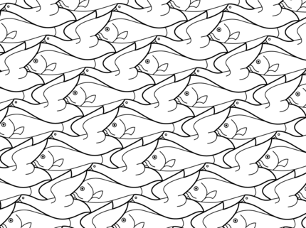 430x321 Bird Fish Tessellation By M.c. Escher Coloring Page Tiffany