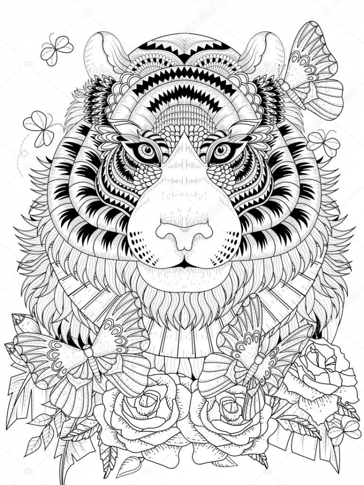 720x960 Get This Tiger Coloring Pages Intricate Zentangle Art For Adults